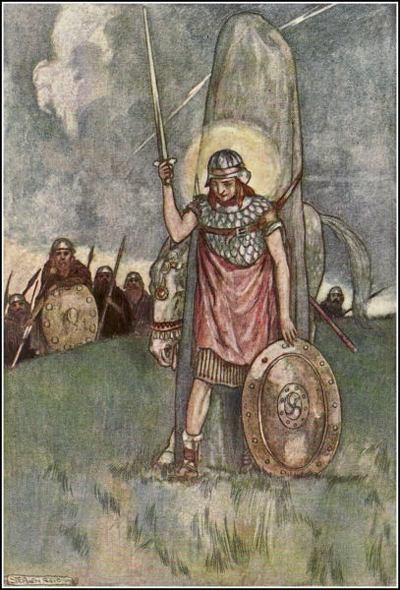Cuchulainn's_death,_illustration_by_Stephen_Reid_1904
