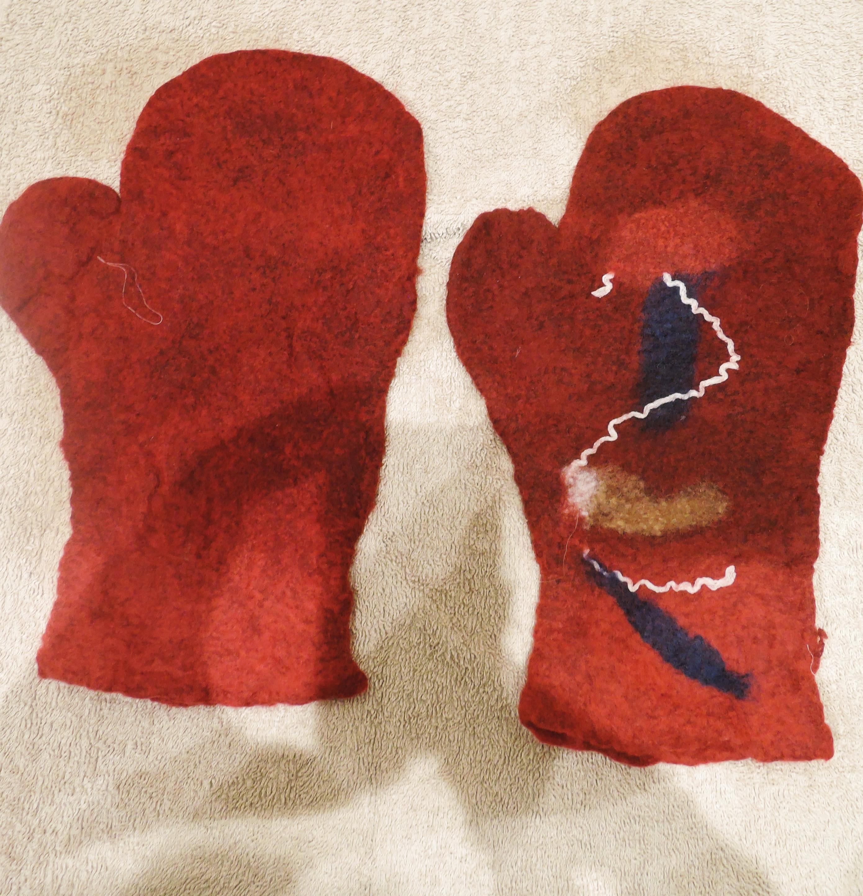 mittens, felting, haibun