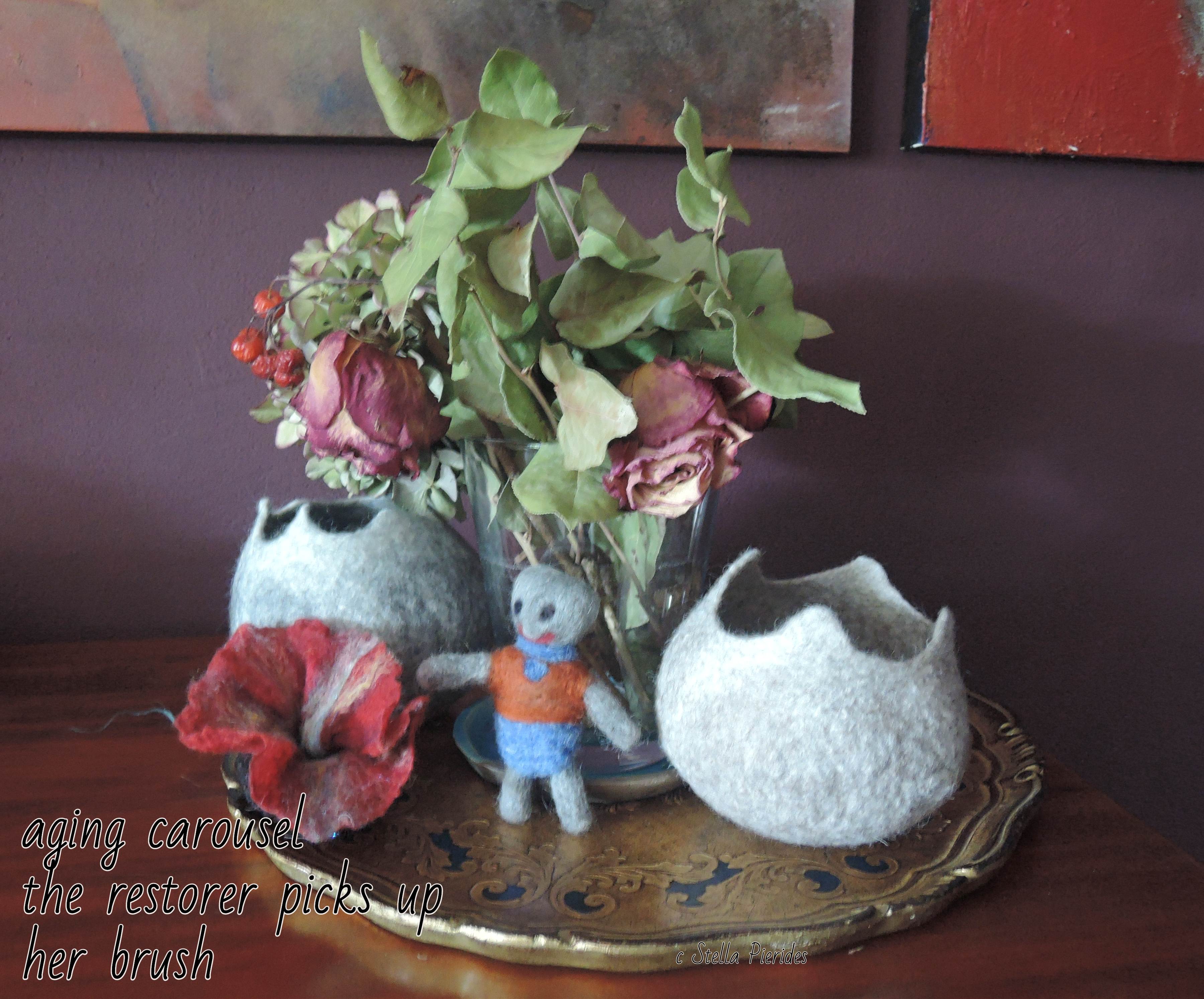 felting, dried flowers,