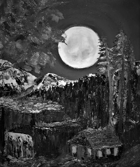 Moonlight River Painting - impasto (4)